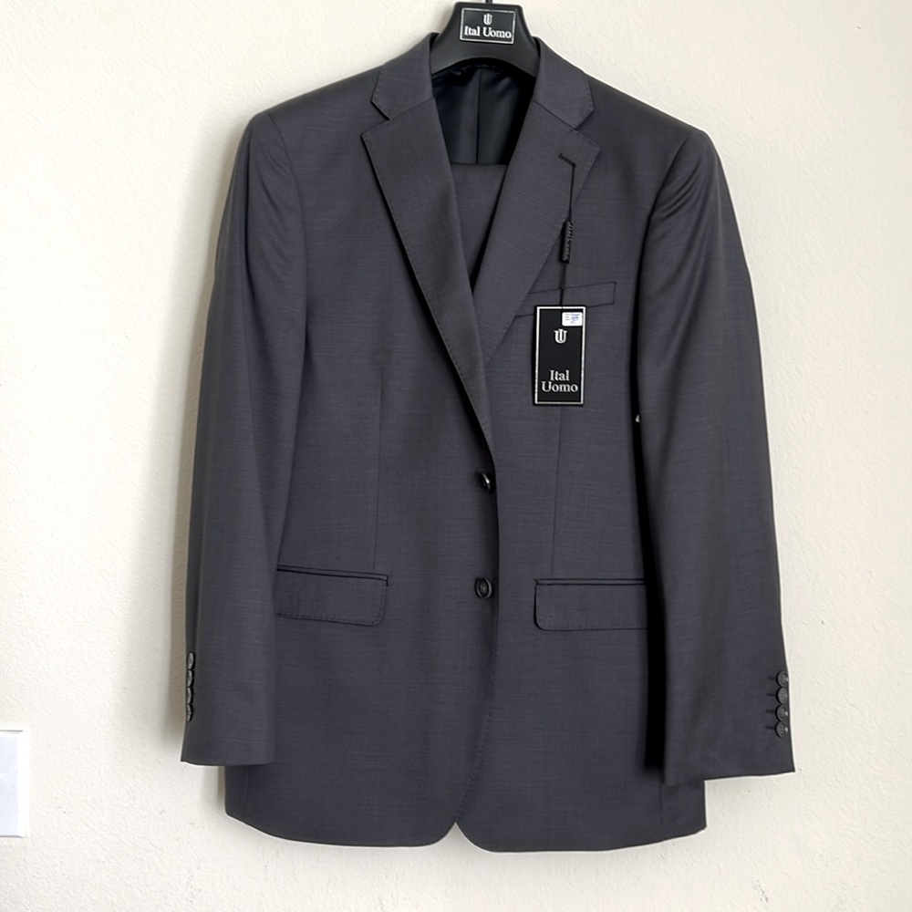 Ital Uomo men’s fine wool charcoal suit size 39 NEW